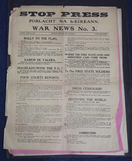 Six copies of Stop Press, Poblacht Na h-Eireann, 19.5in x 15in.